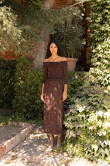 Vestido Bardot Noisette