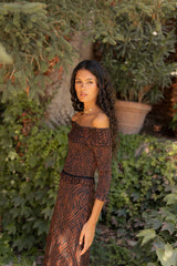 Vestido Bardot Noisette