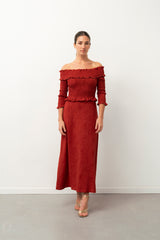 Vestido Bardot Rouge