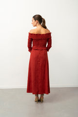 Vestido Bardot Rouge