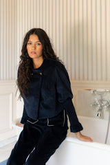 Chaqueta pana azul marino