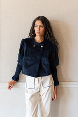 Chaqueta pana azul marino