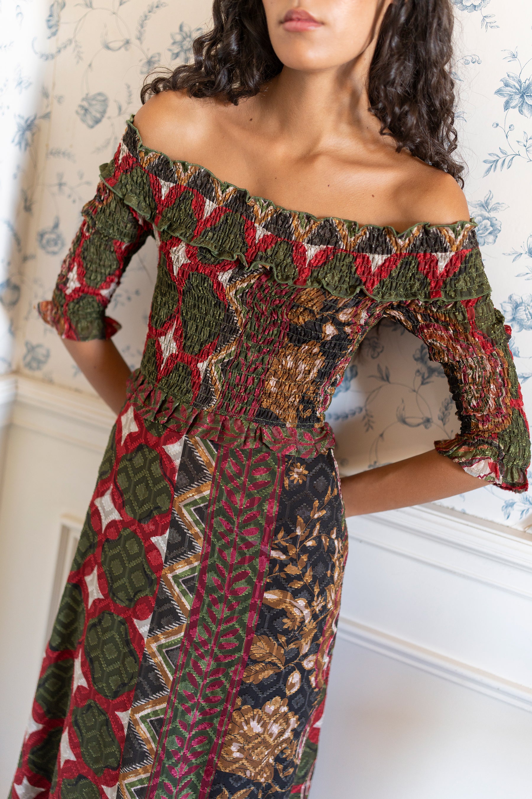 Vestido Bardot Boho - Vanó Studio