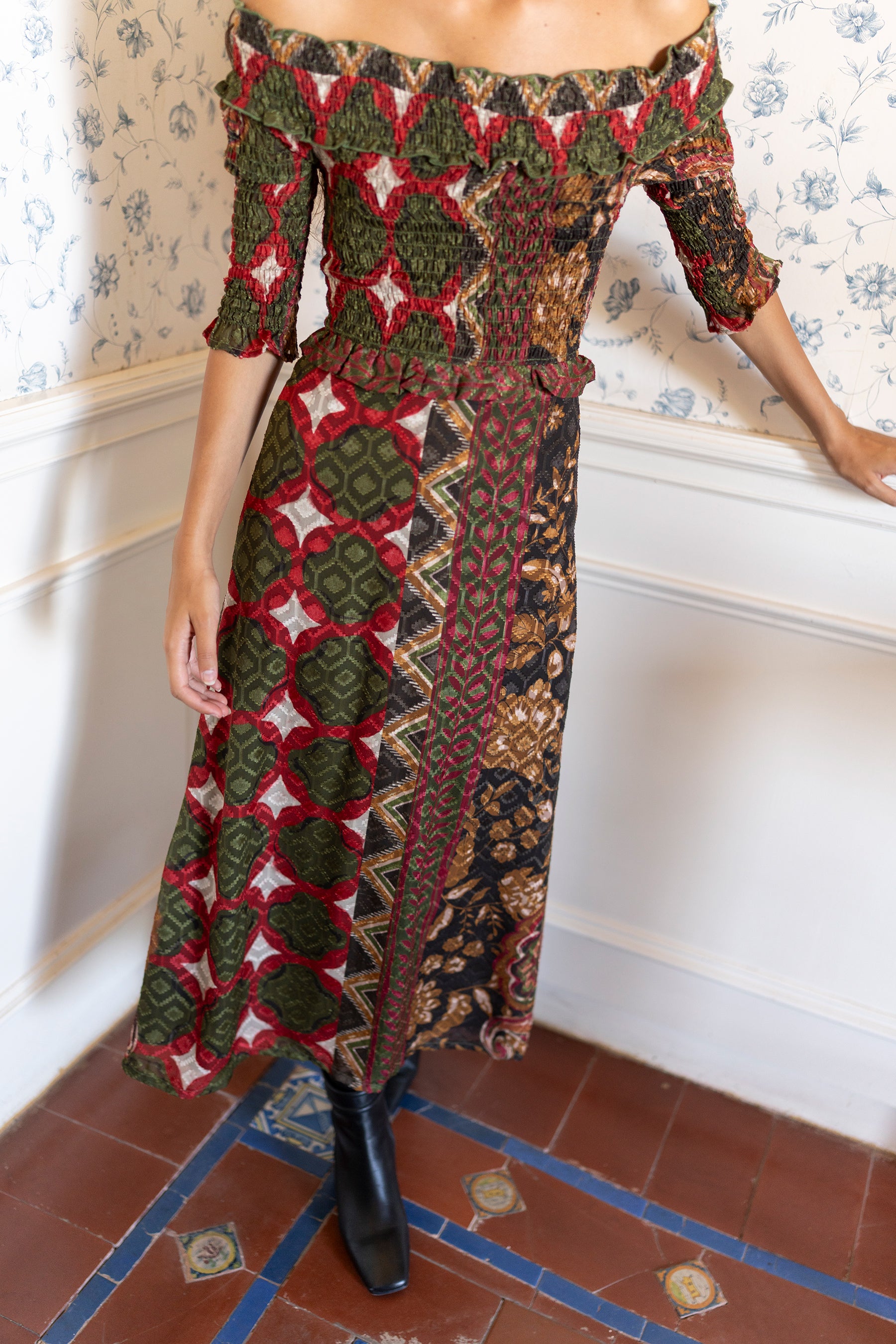 Vestido Bardot Boho - Vanó Studio