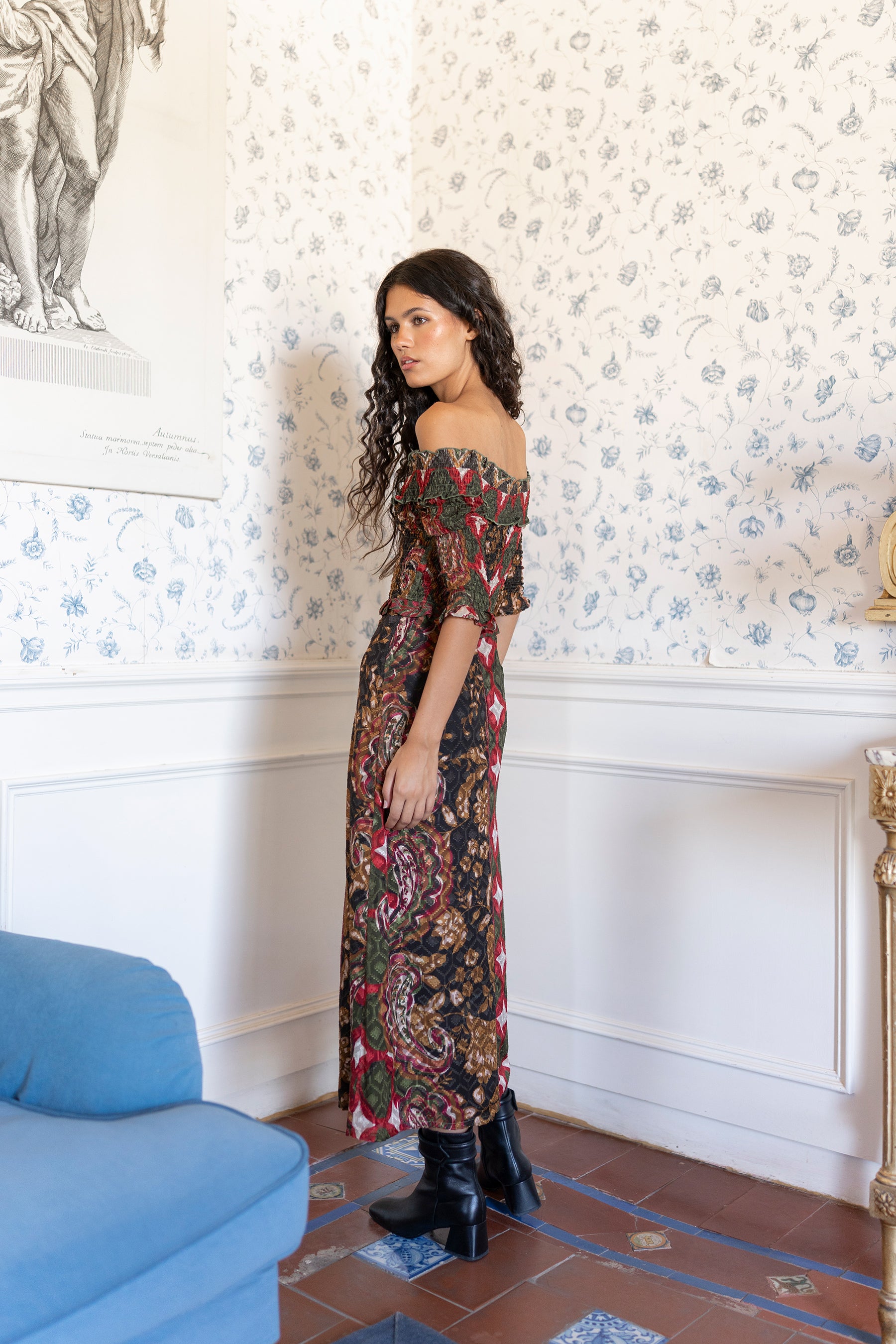 Vestido Bardot Boho - Vanó Studio