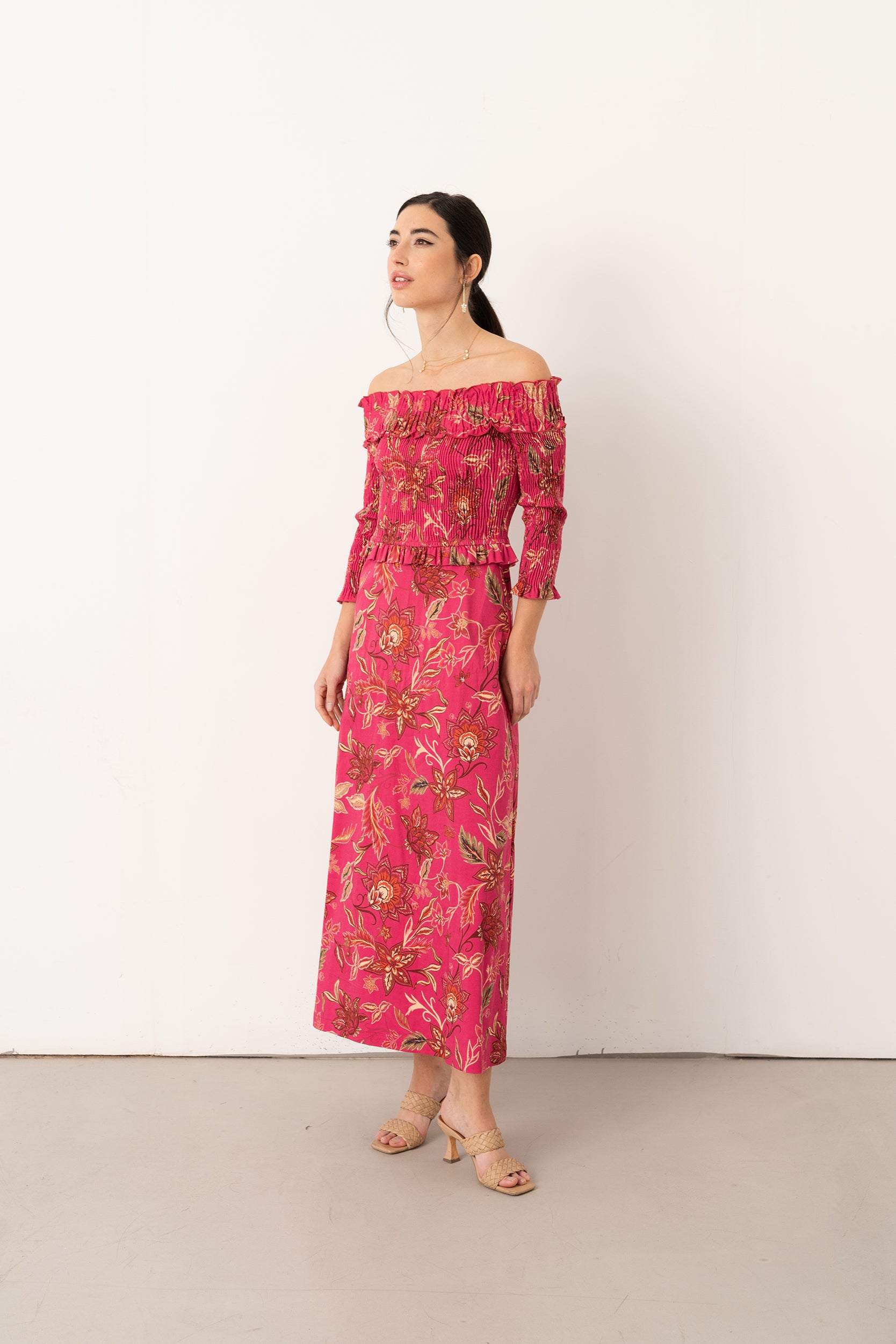 Vestido Bardot Framboise - Vanó Studio