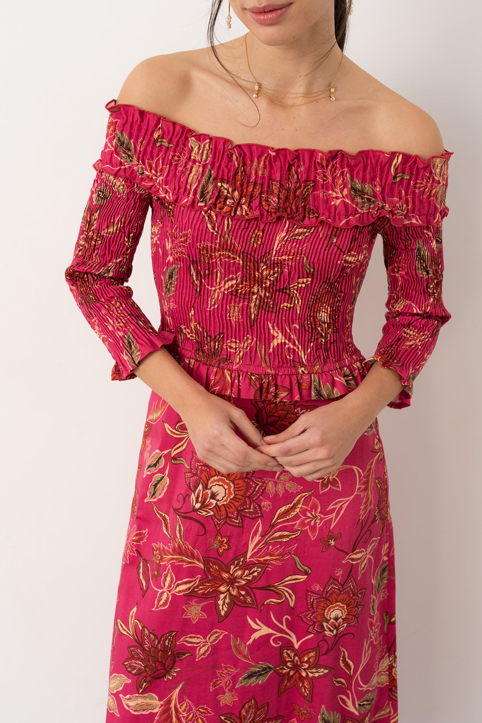 Vestido Bardot Framboise - Vanó Studio