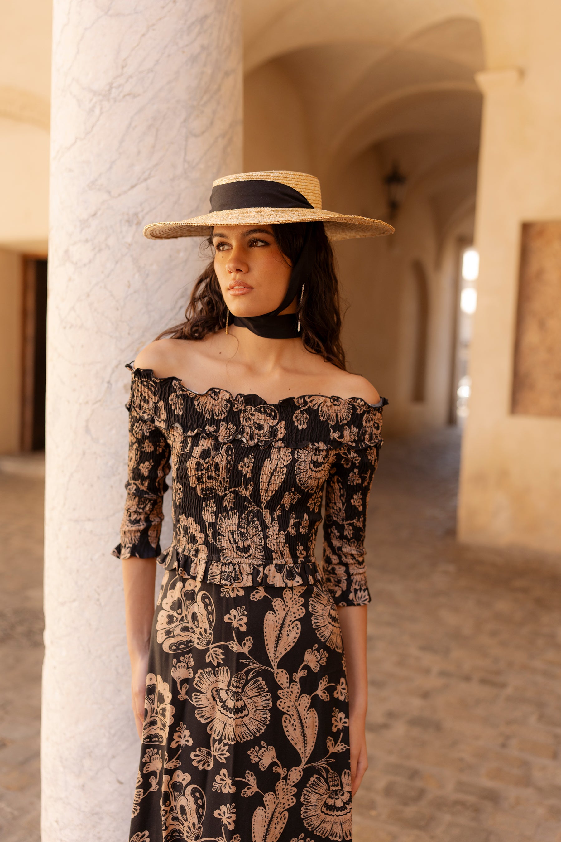 Vestido Bardot Noir - Vanó Studio