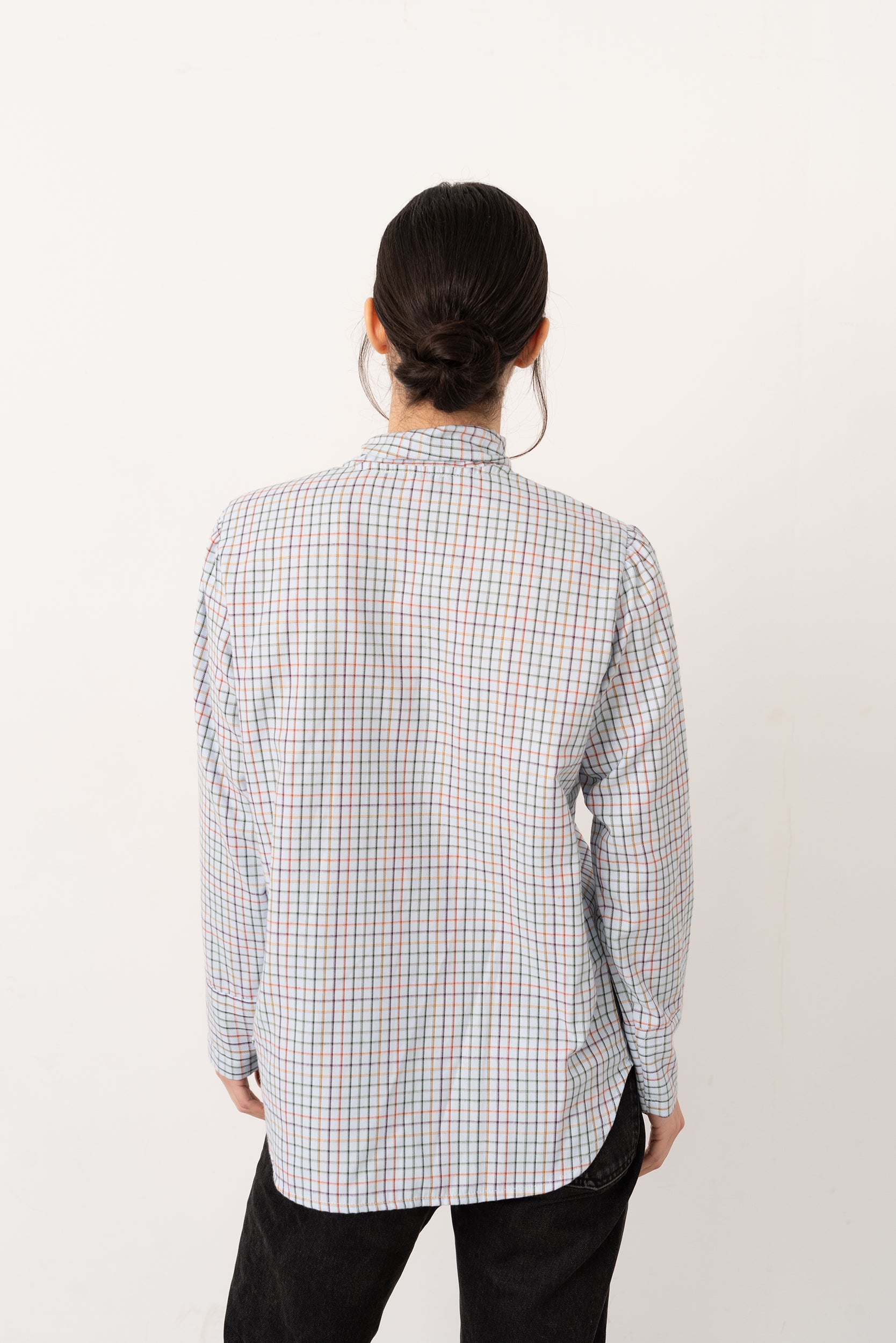 Camisa lazada cuadros azul - Vanó Studio
