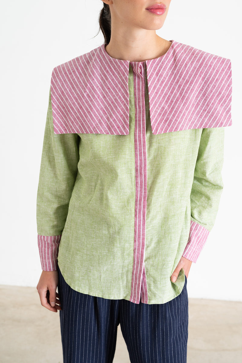 Camisa Loulou verde/rosa