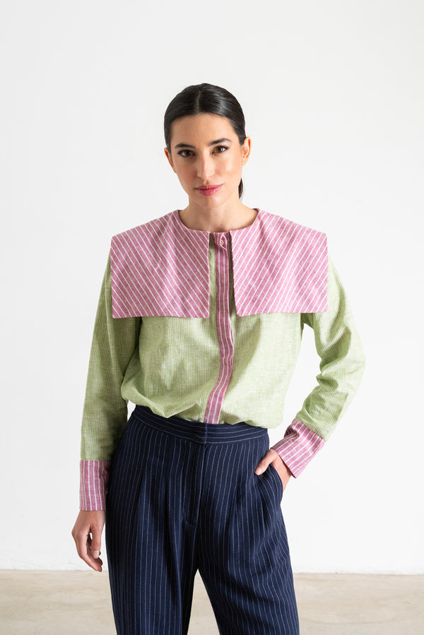 Chemise Loulou vert/rose