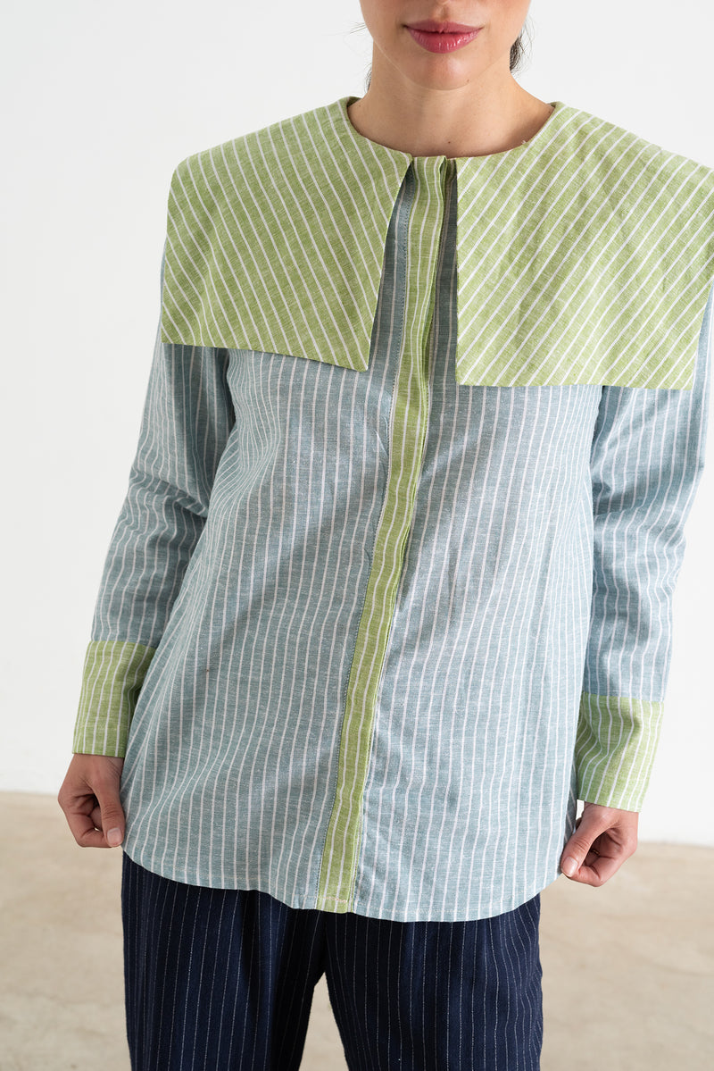 Chemise Loulou bleu/vert