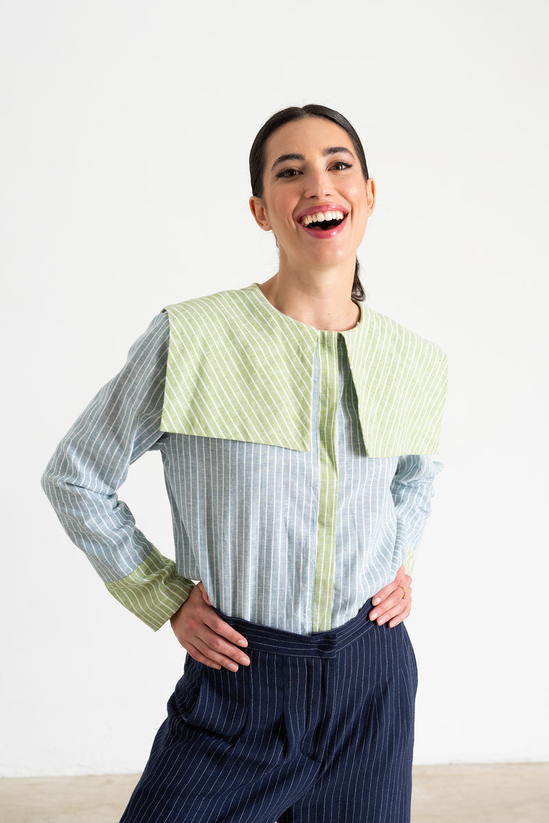 Camisa Loulou azul/verde