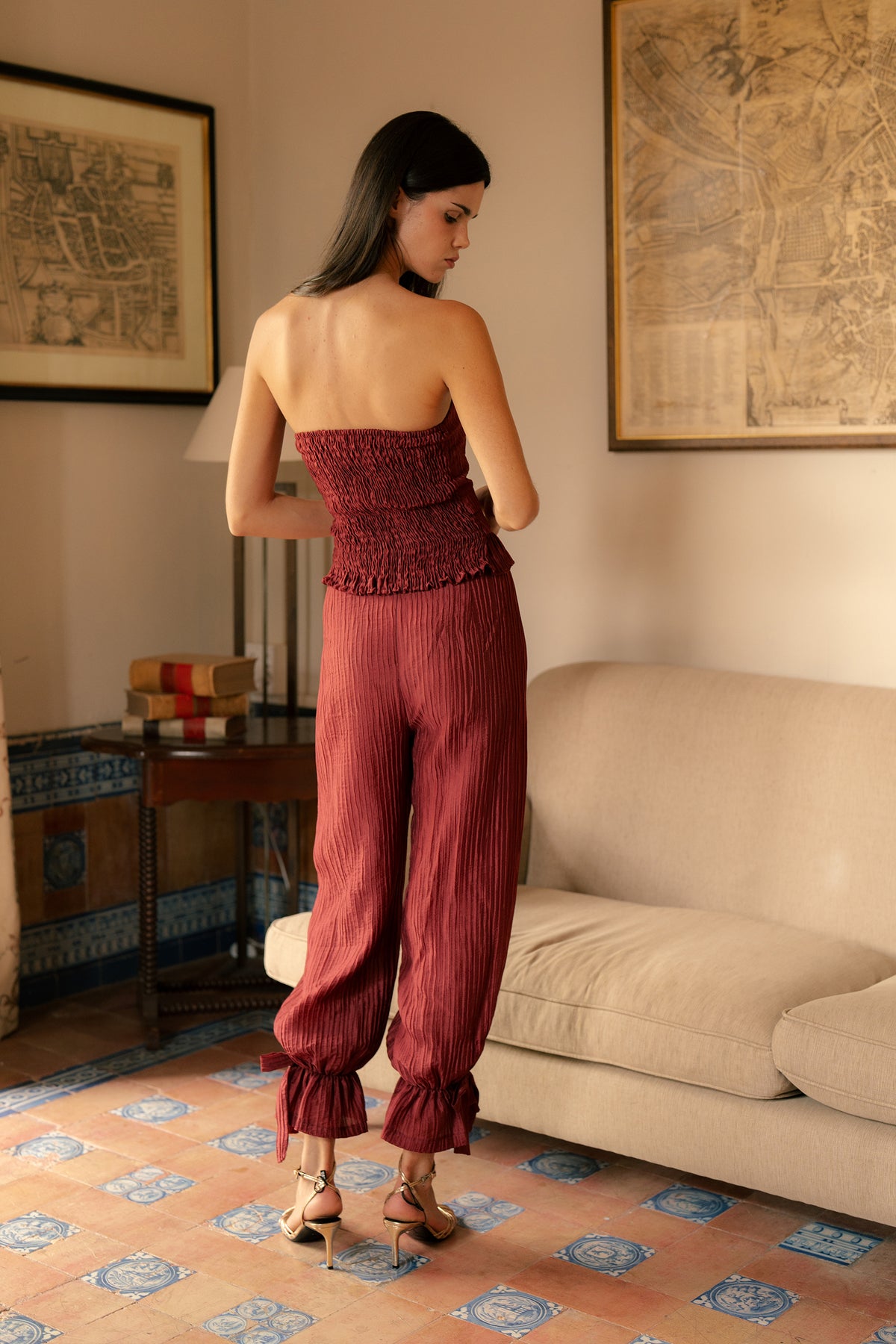 Pantalón bombacho plisado