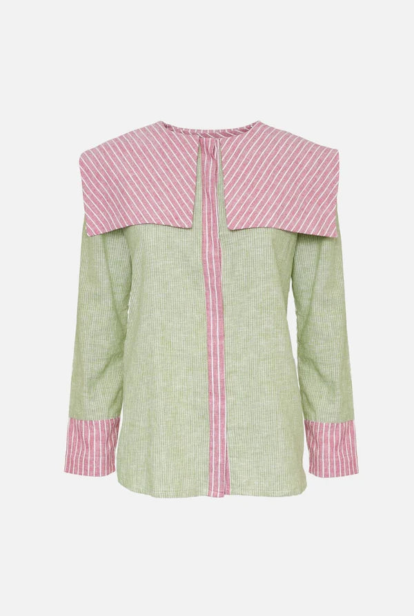 Camisa Loulou verde/rosa